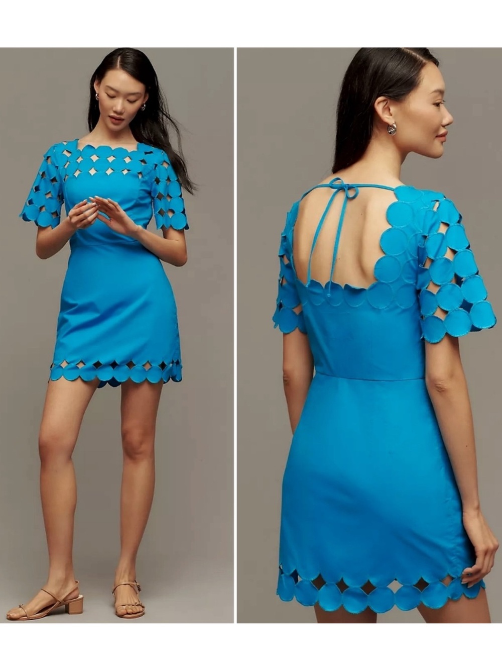 NWTAnthropologie Blue Cutwork Mini Dress